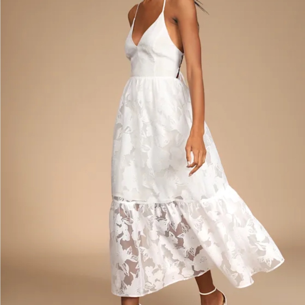 Lulu's White Backless Floral Dress